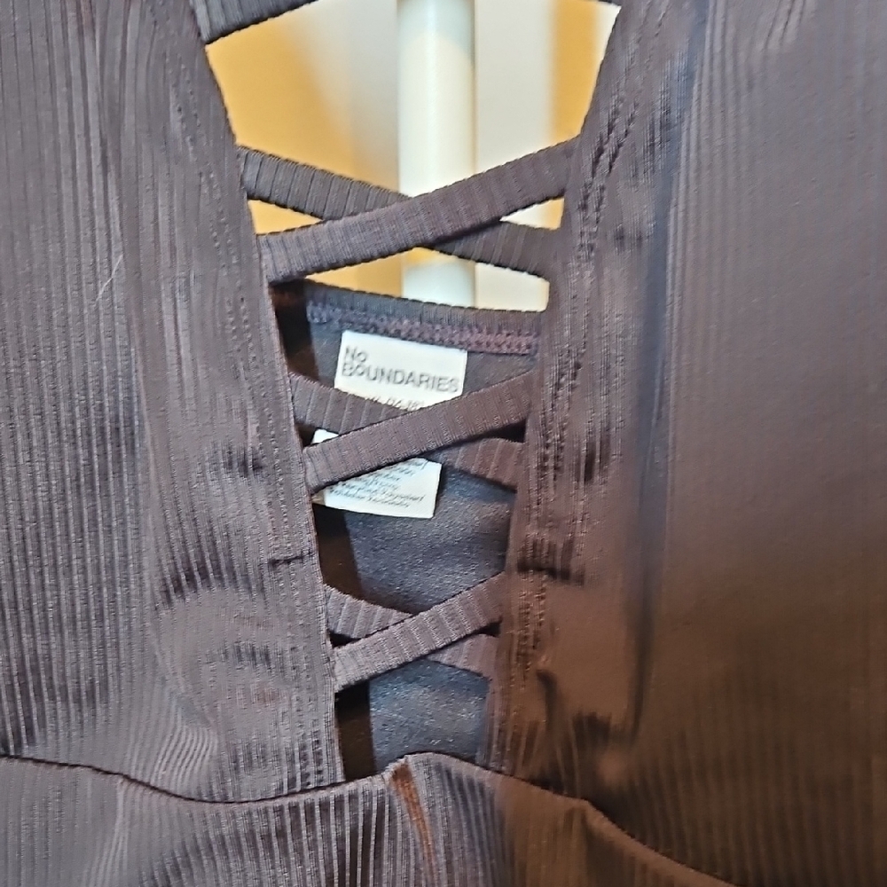 No Boundaries Black One Piece Crisscross Swimsuit Beach XL - Picture 5 of 11